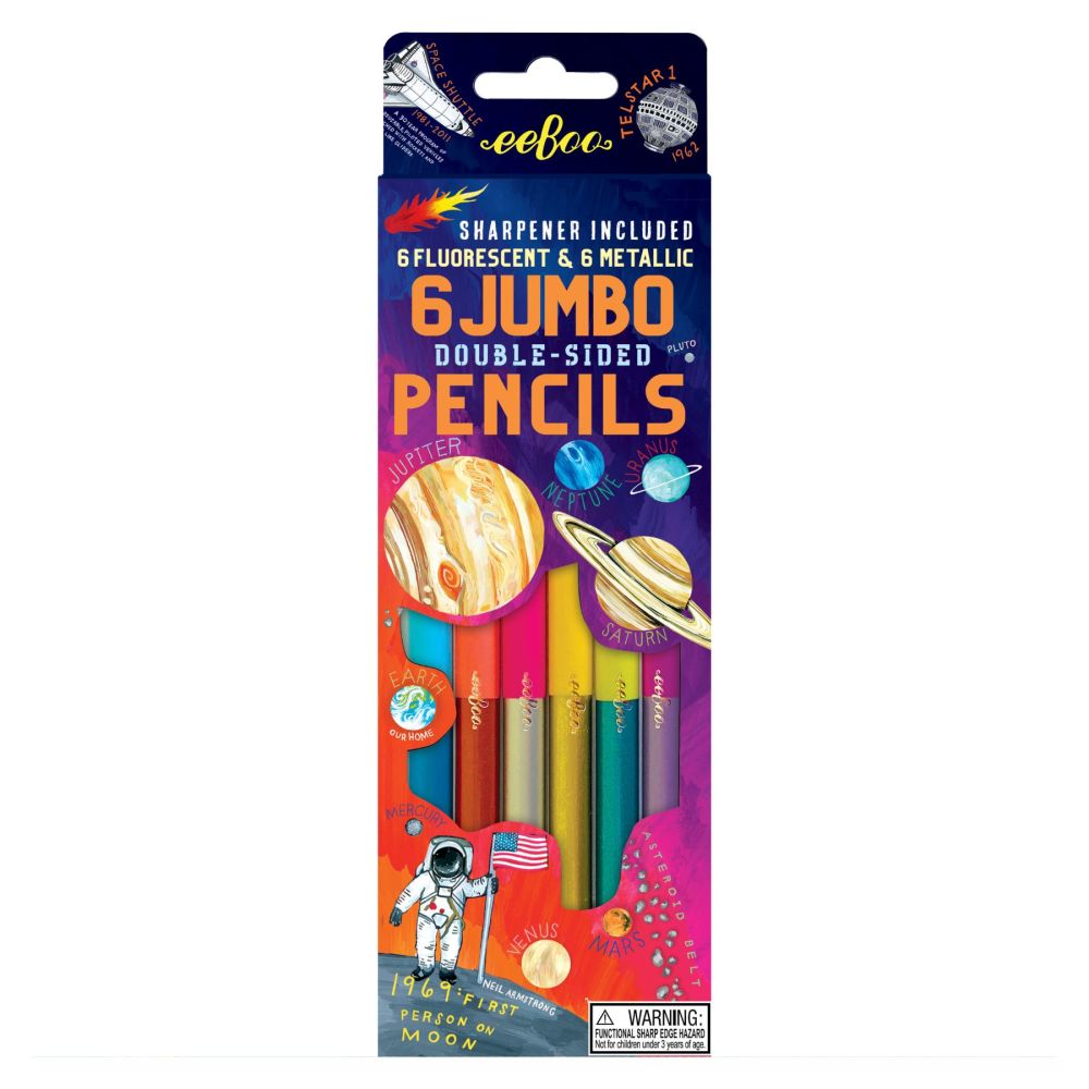 eeBoo Solar System Fluorescent Double-Sided Color Pencils Set