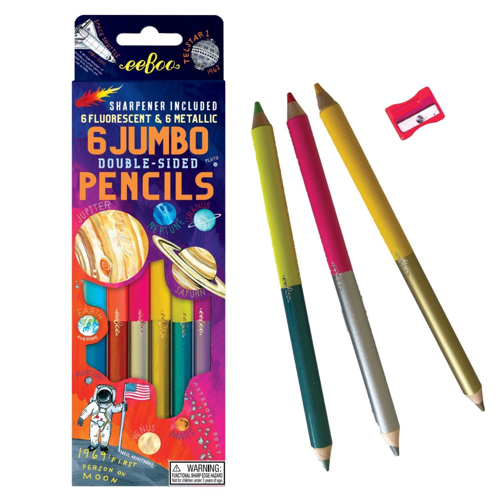 eeBoo Solar System Fluorescent Double-Sided Color Pencils Set