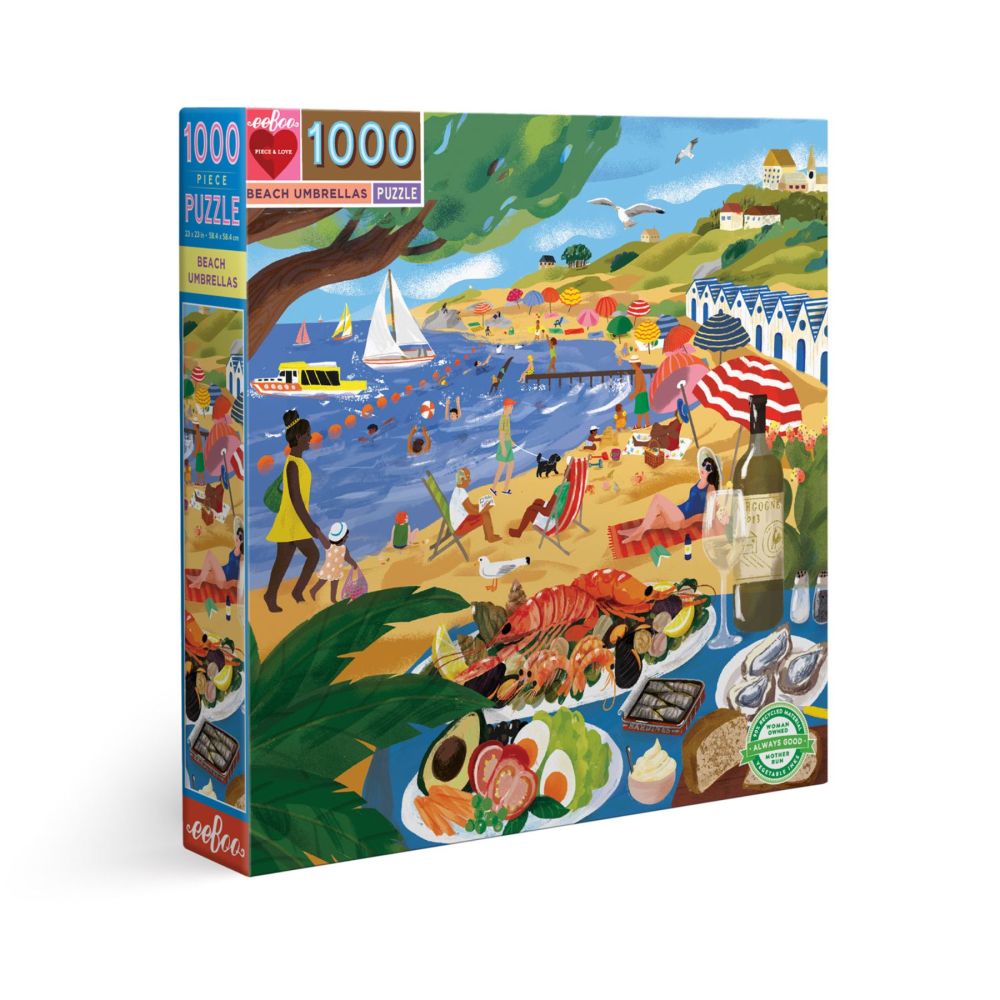 eeBoo Piece and Love Beach Umbrellas 1000-Piece Square Jigsaw Puzzle