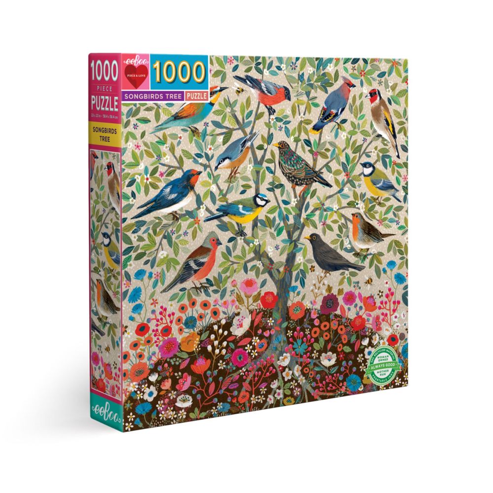 eeBoo Piece and Love Songbirds Tree 1000-Piece Square Puzzle