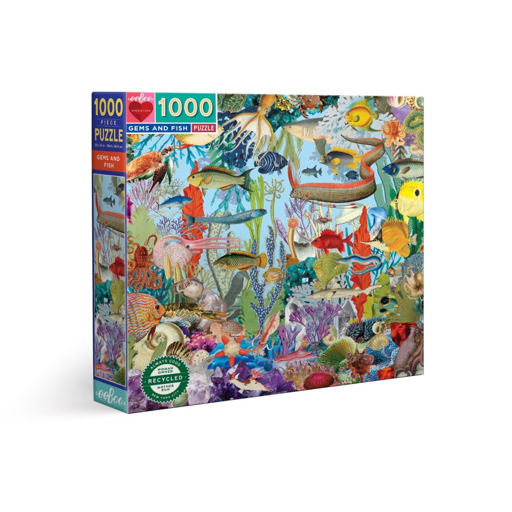 eeBoo Piece and Love Gems and Fish 1000 Piece Jigsaw Puzzle