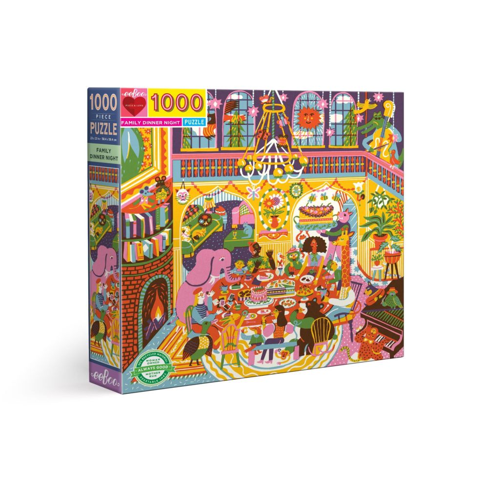 eeBoo Piece and Love Family Dinner Night Jigsaw Puzzle - 1000 pc