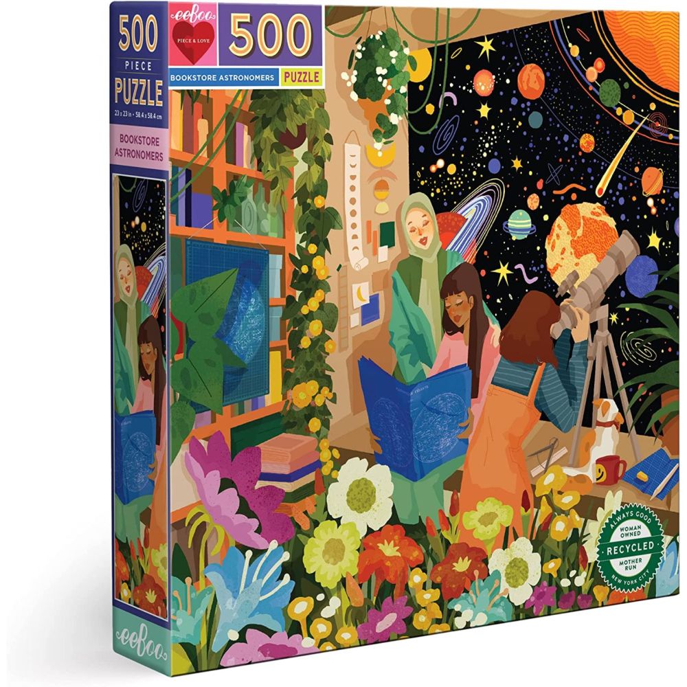 eeBoo Piece and Love Bookstore Astronomers 500-Piece Adult Jigsaw Puzzle