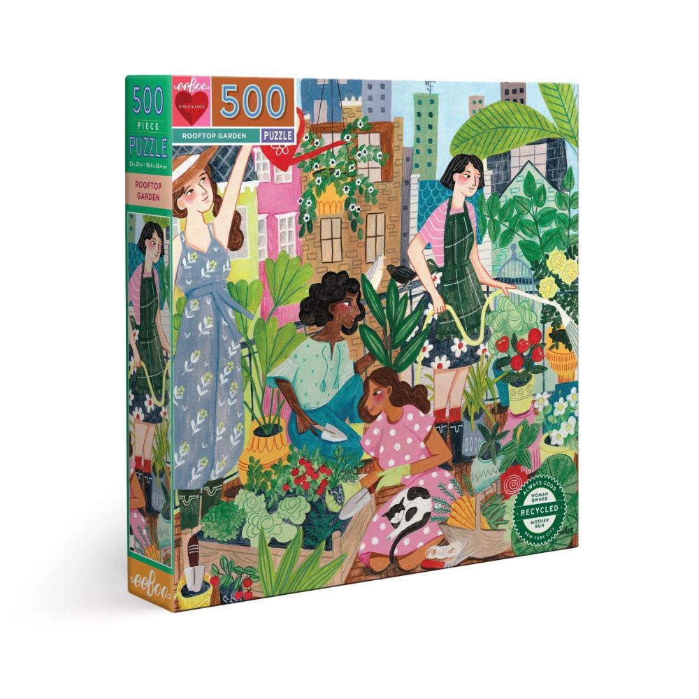 eeBoo Piece and Love Rooftop Garden 500-Piece Square Jigsaw Puzzle