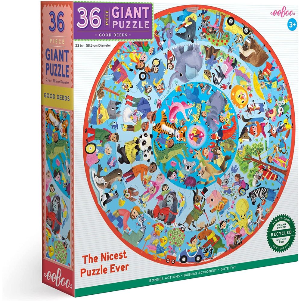 eeBoo Good Deeds 36-Piece Giant Round Jigsaw Puzzle for Kids