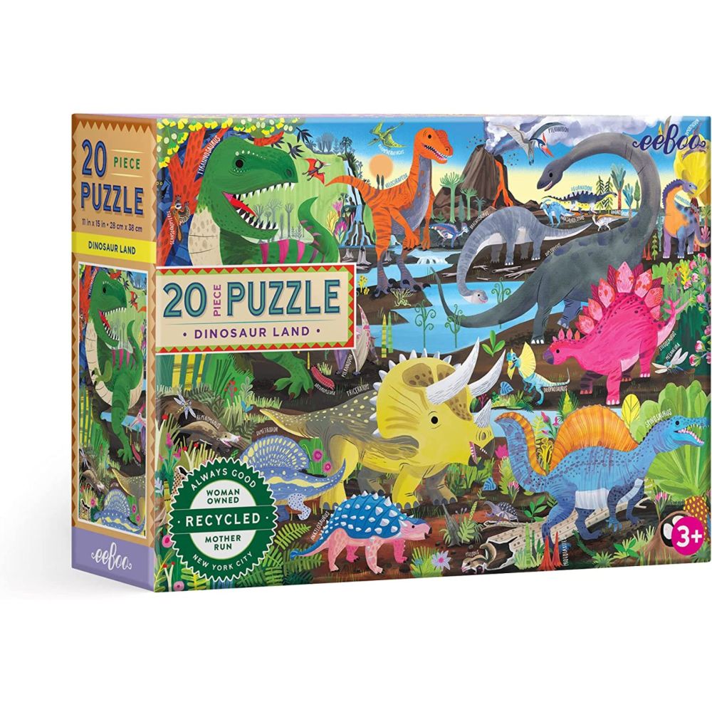 eeBoo Dinosaur Land Jigsaw Puzzle - 20 pc