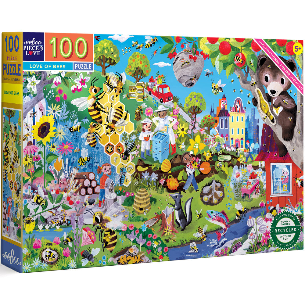 eeBoo Love of Bees Educational Jigsaw Puzzle - 100 pc