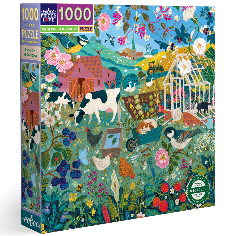 eeBoo Piece and Love English Hedgerow 1000 Piece Jigsaw Puzzle