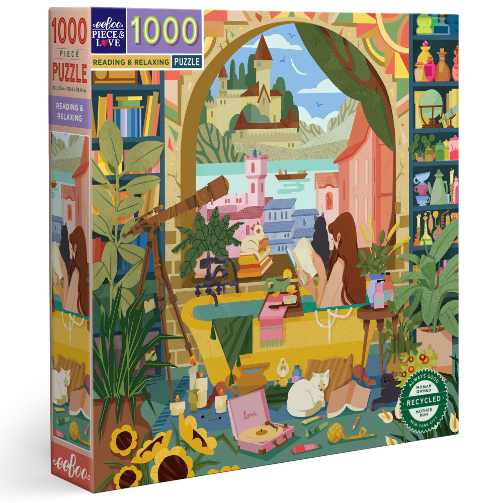 eeBoo Piece and Love Reading & Relaxing 1000 Piece Jigsaw Puzzle