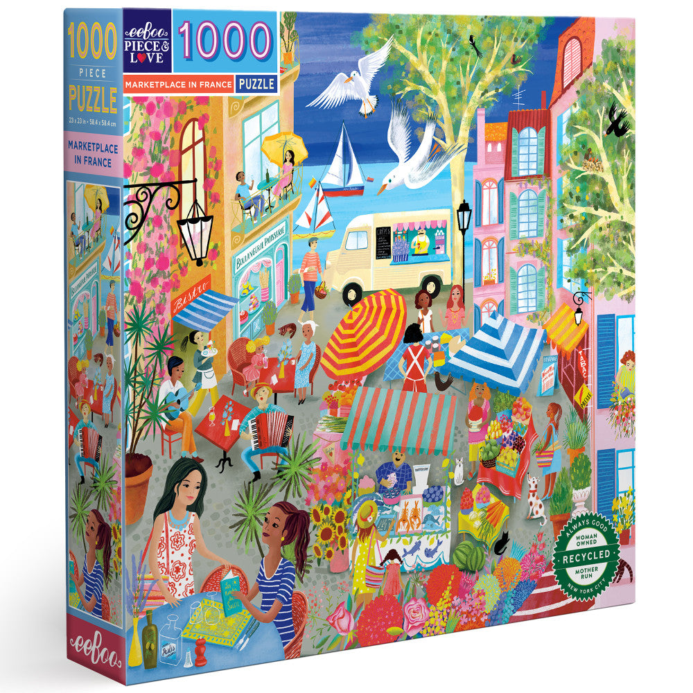 eeBoo Piece and Love Marketplace in France Jigsaw Puzzle - 1000 pc