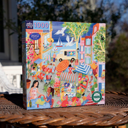 eeBoo Piece and Love Marketplace in France Jigsaw Puzzle - 1000 pc