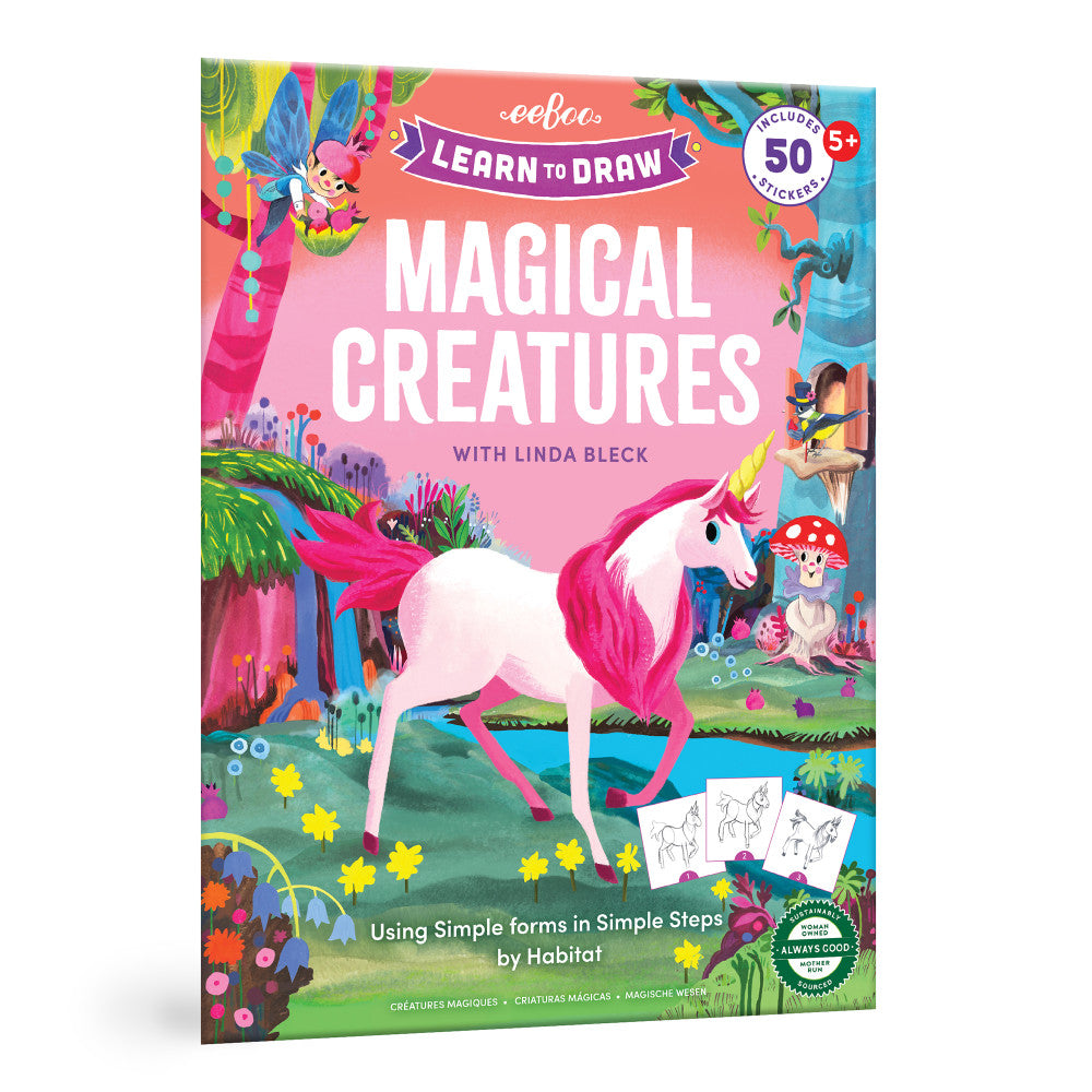 eeBoo Magical Creatures Drawing Guidebook with Stickers