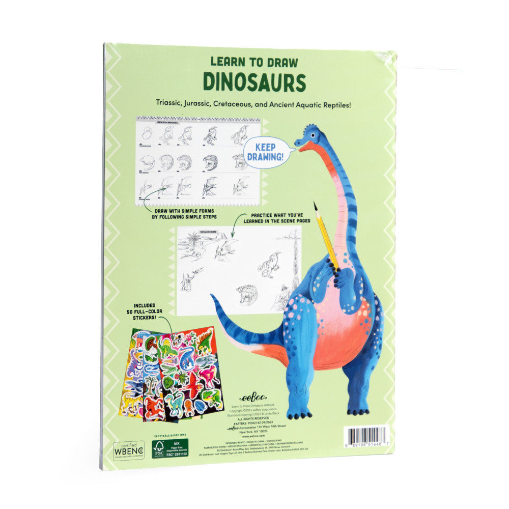 eeBoo Learn to Draw Dinosaurs Art Instruction Book