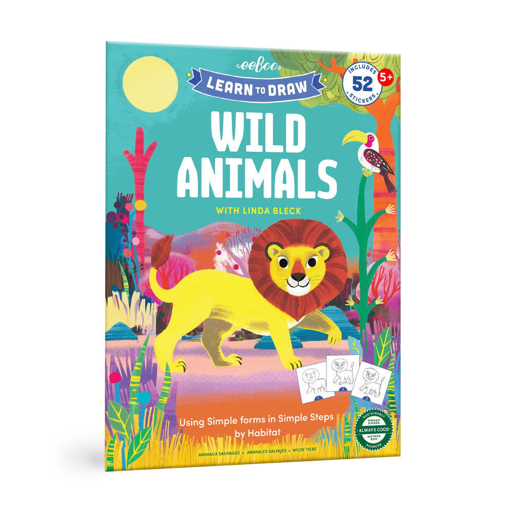 eeBoo Wild Animals Drawing Guidebook with Stickers