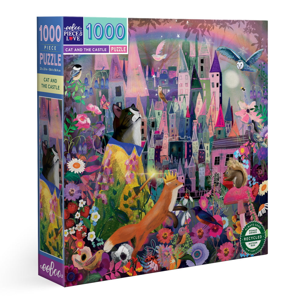 eeBoo Piece & Love: Cat & The Castle - 1000 Piece Jigsaw Puzzle