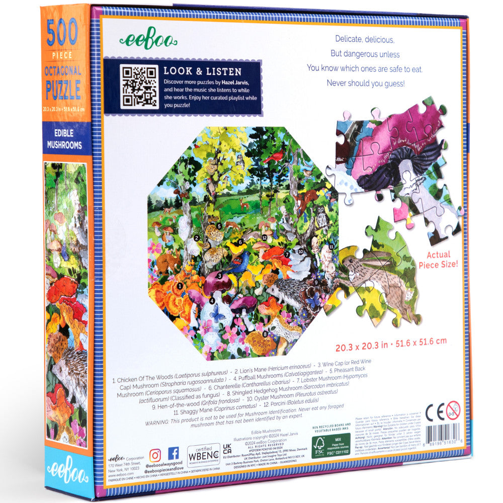 eeBoo Piece & Love: Edible Mushrooms - 500 Piece Puzzle