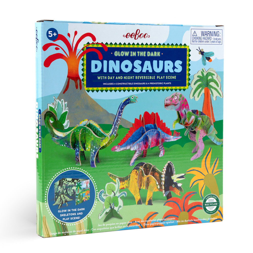 eeBoo Dinosaur Glow-In-The-Dark 3D Building Set for Kids, Ages 5+