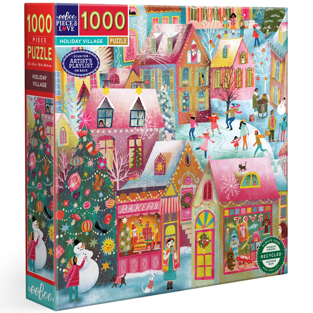 eeBoo Piece & Love: Holiday Village - 1000 Piece Puzzle