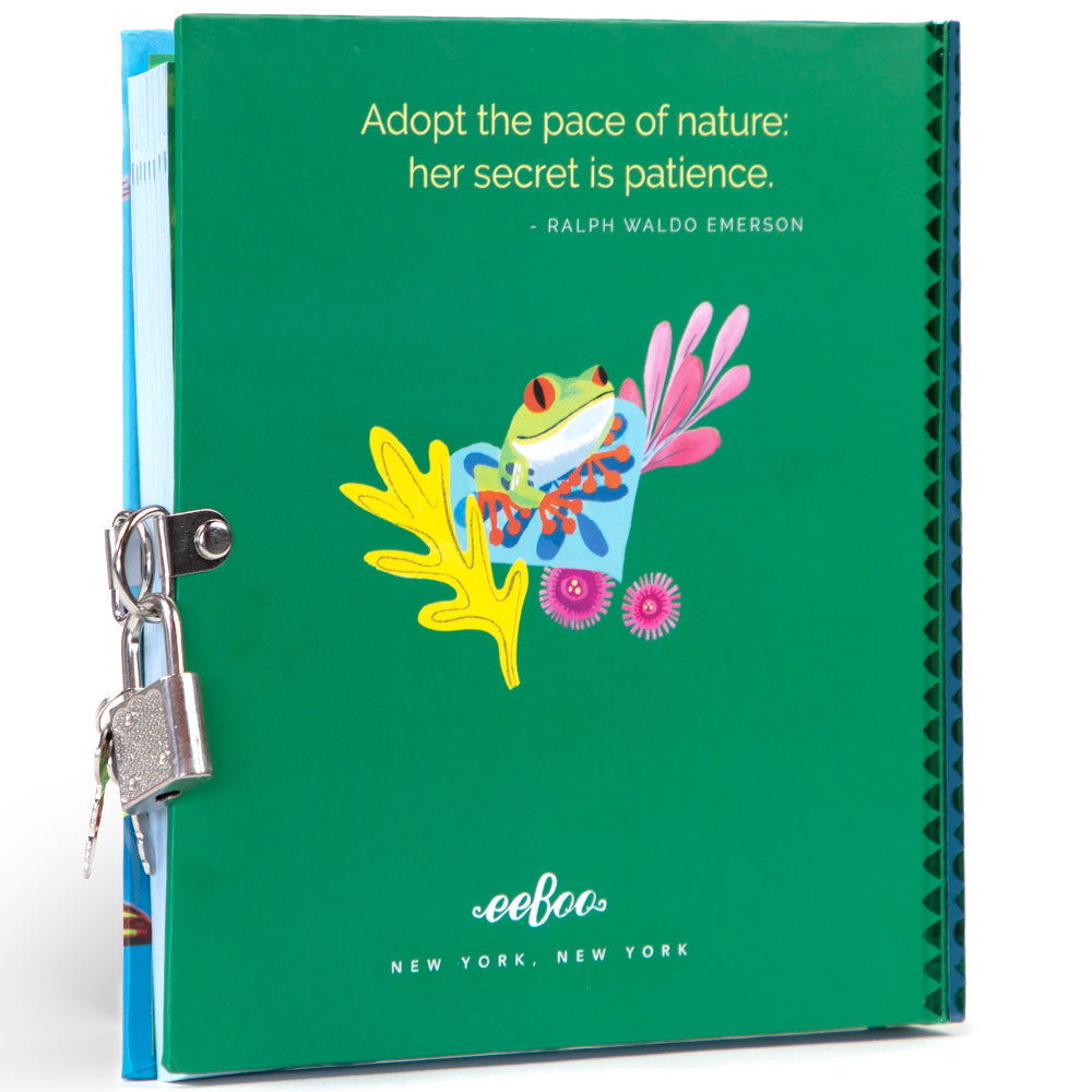 eeBoo: Foiled Locking Journal: Rainforest Animals - Kids Diary