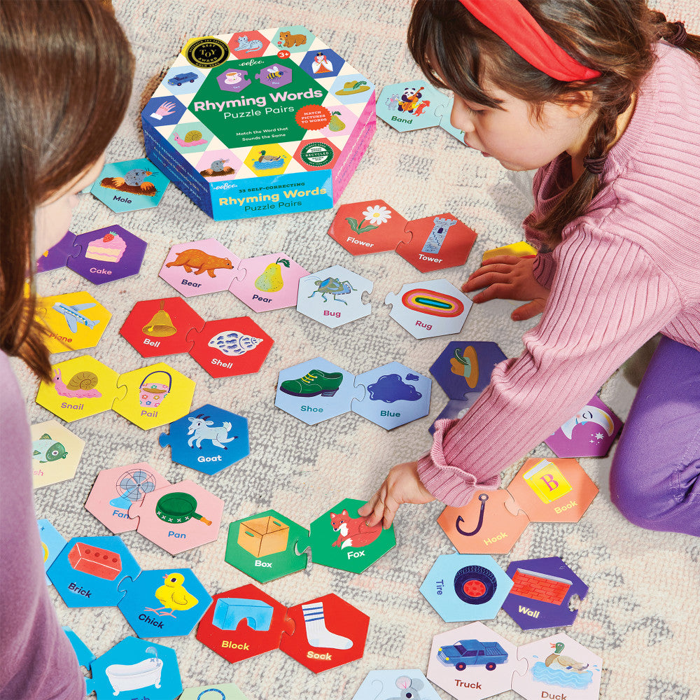 eeBoo: Hexagon Puzzle Pairs - Rhyming Words - Kids Age 3+