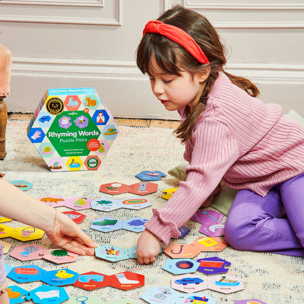 eeBoo: Hexagon Puzzle Pairs - Rhyming Words - Kids Age 3+