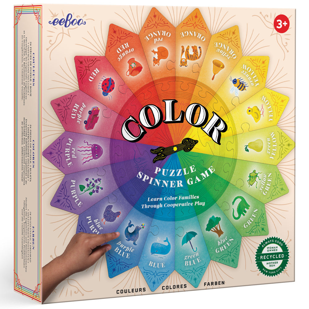 eeBoo: Color Puzzle Spinner Game - 24 Pieces, Ages 3+, 1-3 Players