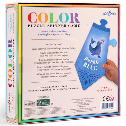 eeBoo: Color Puzzle Spinner Game - 24 Pieces, Ages 3+, 1-3 Players