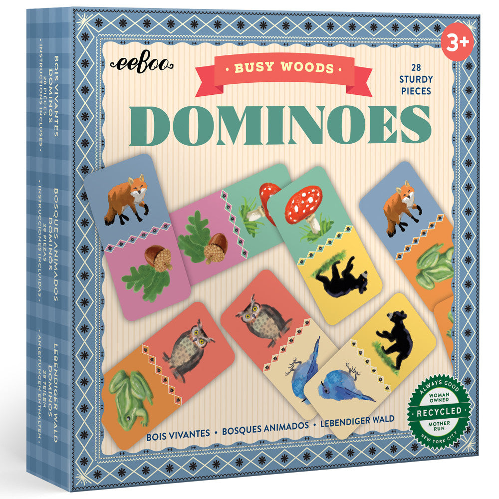 eeBoo: Dominoes: Busy Woods - 28 Colorful Tiles, Ages 3+, 2-4 Players