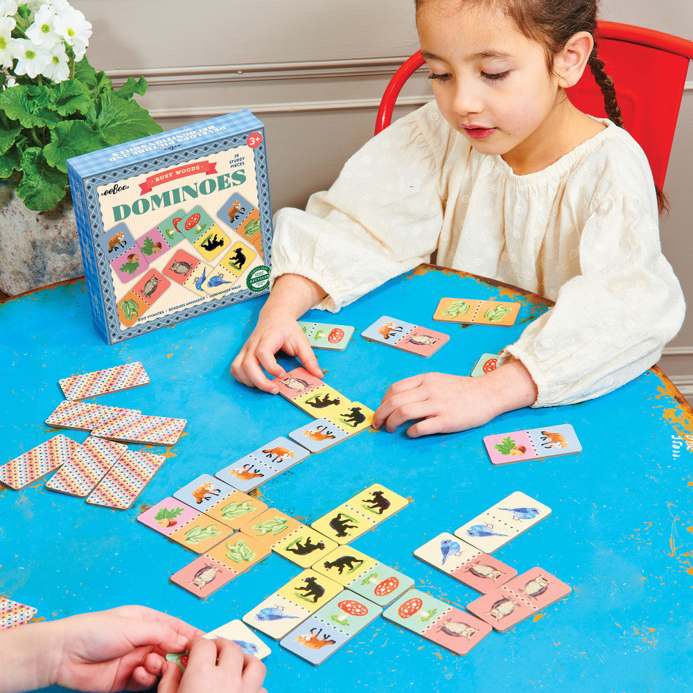 eeBoo: Dominoes: Busy Woods - 28 Colorful Tiles, Ages 3+, 2-4 Players