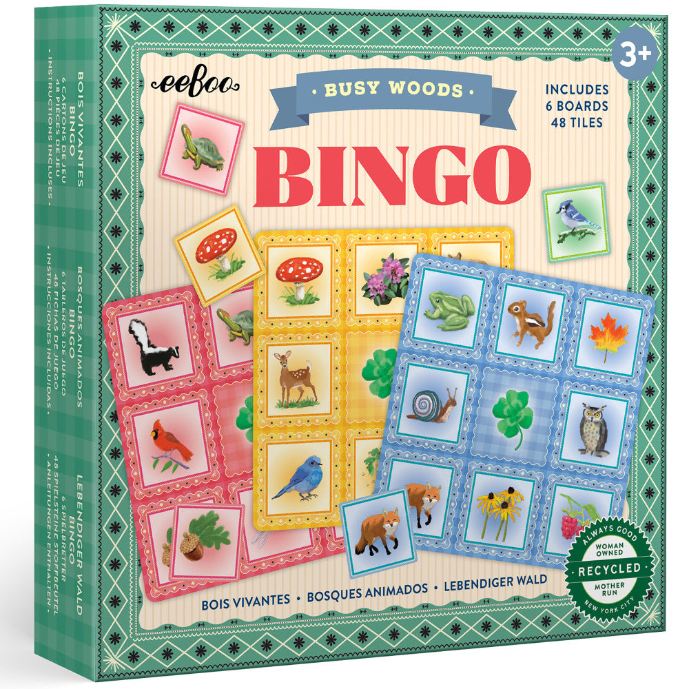 eeBoo: Bingo: Busy Woods - Animal & Nature Themed, Age 3+, 1-6 Players