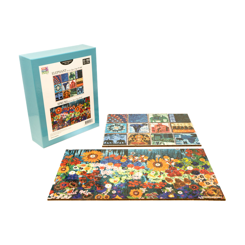 AreYouGame Elephant & Sprung Wooden Jigsaw Puzzle - 406 pc