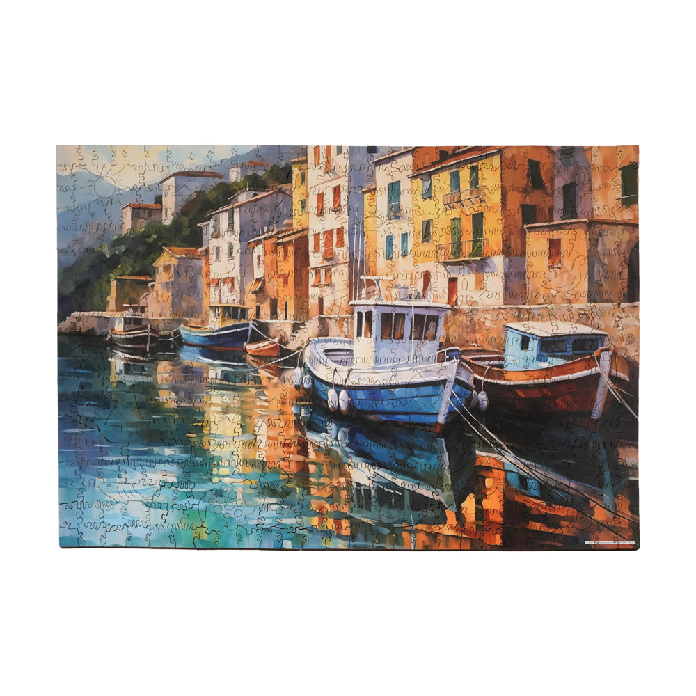 AreYouGame Boats at Bay Wooden Jigsaw Puzzle - 494 pc