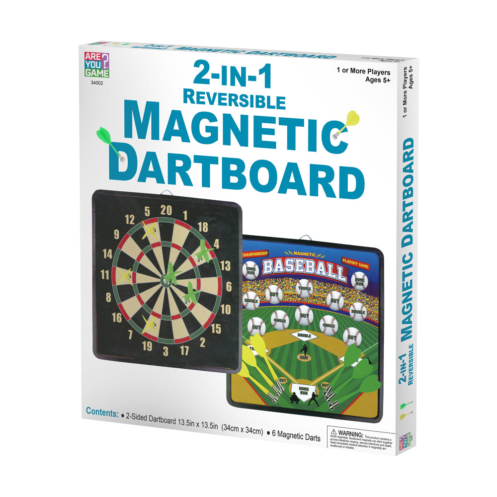 Reversible Magnetic Dartboard with 10 Darts, Dual-Sided Game Board