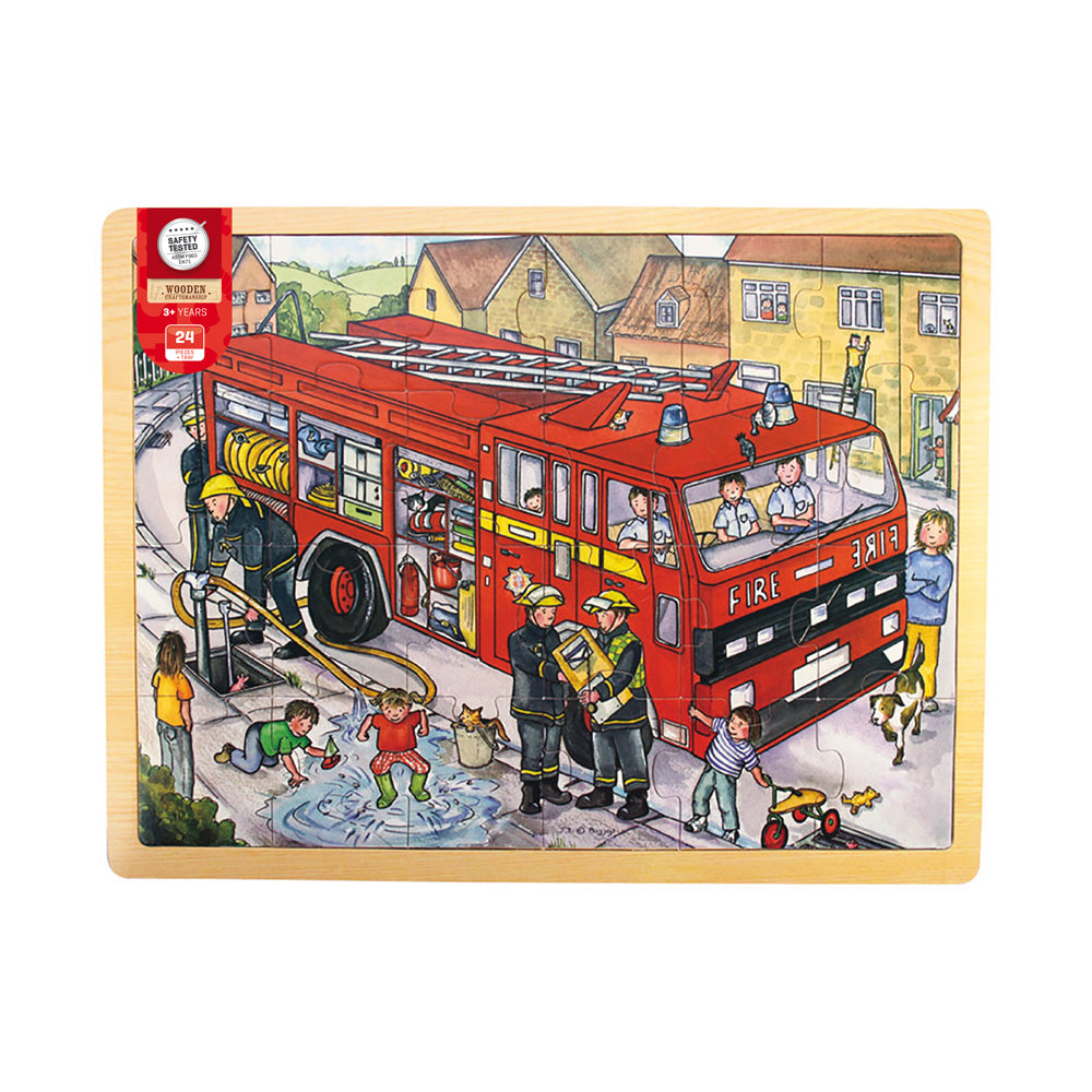 Bigjigs Wooden Fire Engine Jigsaw Puzzle - 24 pc