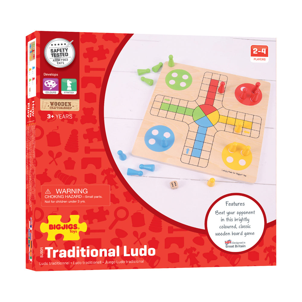 Bigjigs Wooden Traditional Ludo Board Game