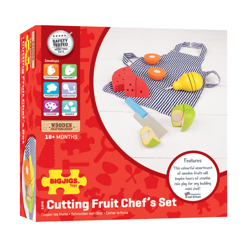 Bigjigs 6-Piece Wooden Cutting Fruit Chef's Set