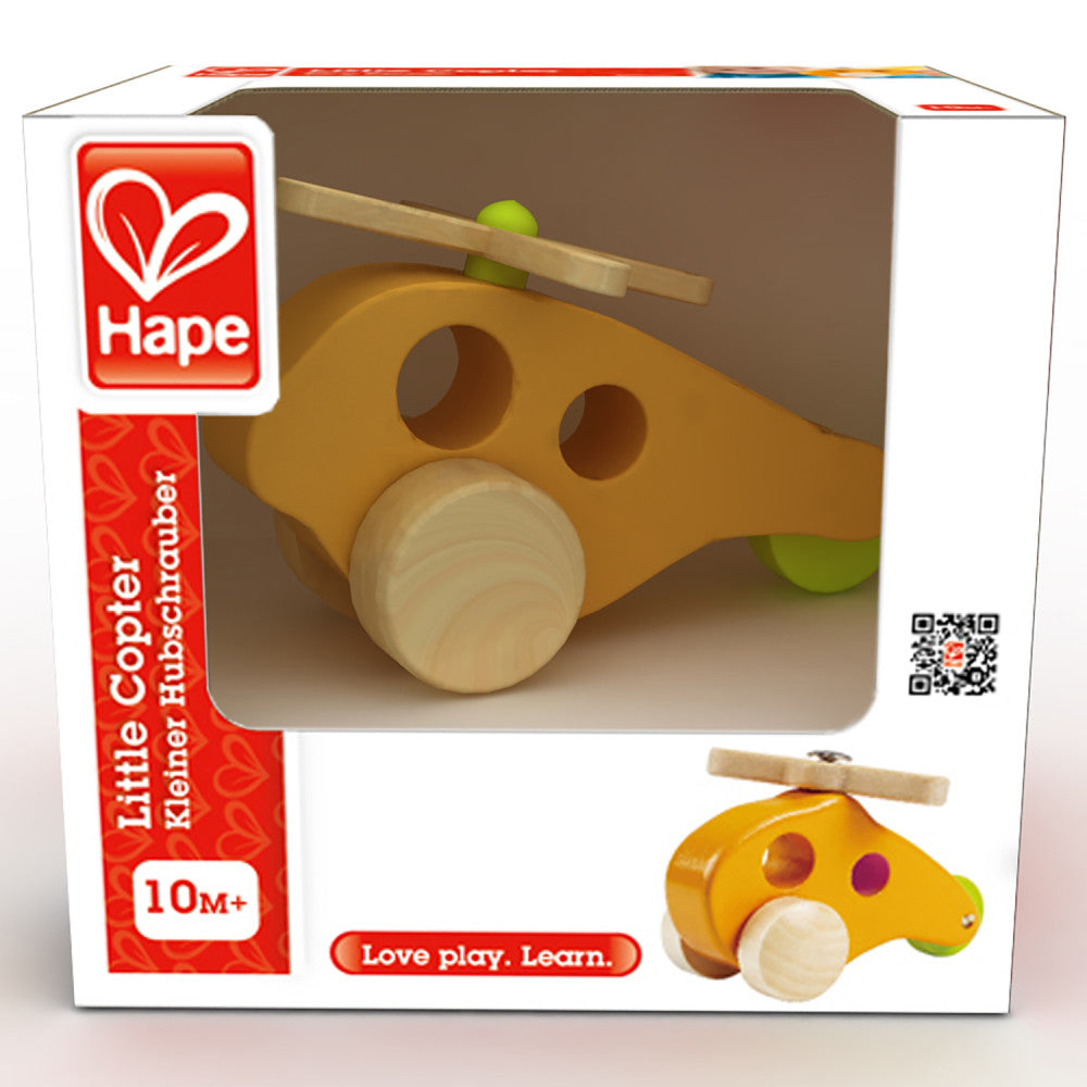 Hape: Little Copter - Yellow - Wooden Toy Vehicle Helicopter, Ages 10mo+