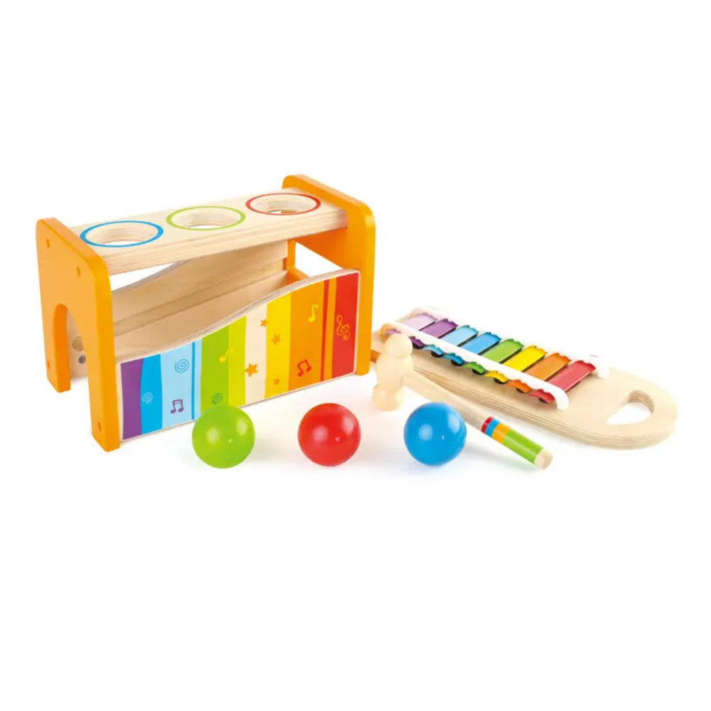 Hape Interactive Pound & Tap Bench with Slide-Out Xylophone, Multicolor