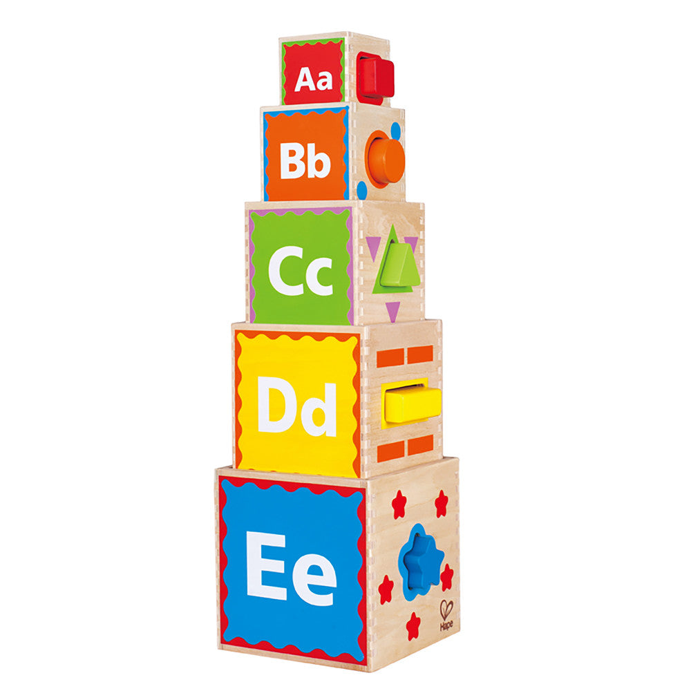 Hape: Pyramid of Play - 5 Wooden Nesting Blocks & Boxes