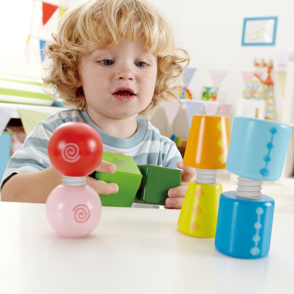 Hape: Twist & Turnables - Colorful Wooden Shapes Blocks