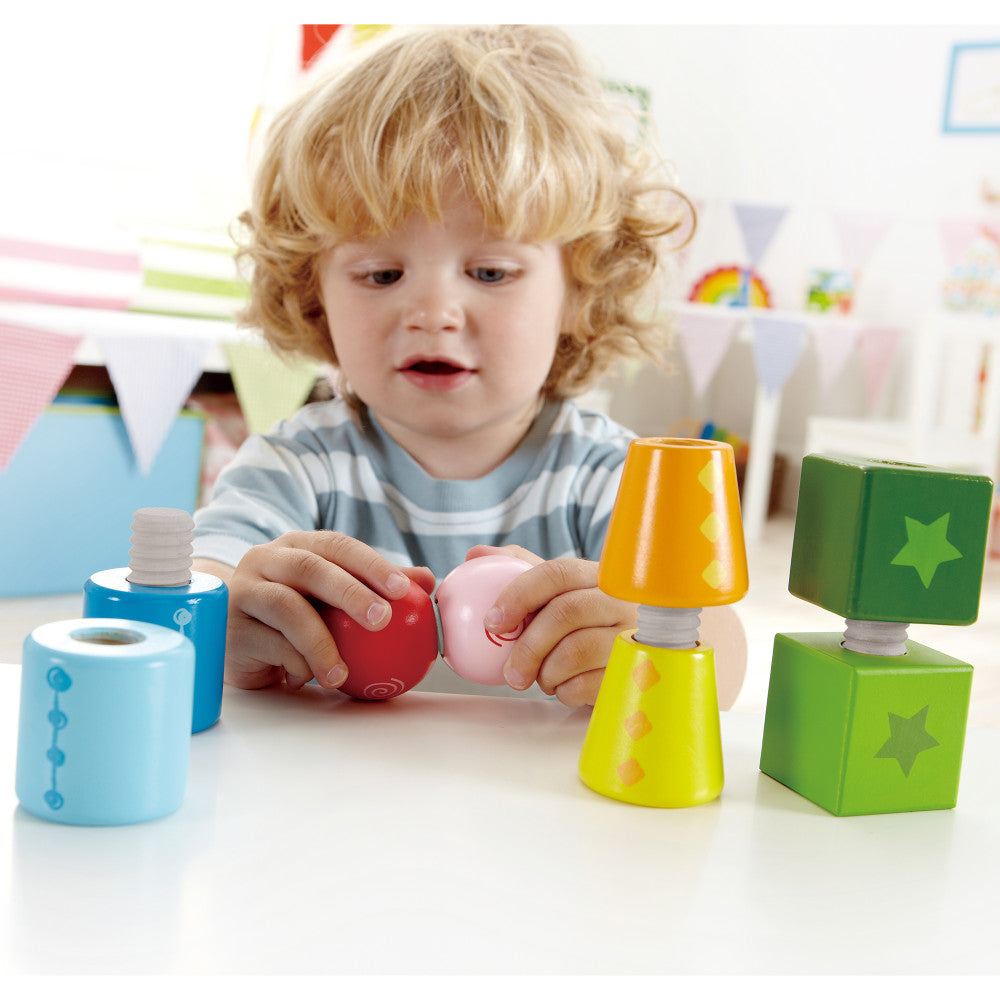 Hape: Twist & Turnables - Colorful Wooden Shapes Blocks