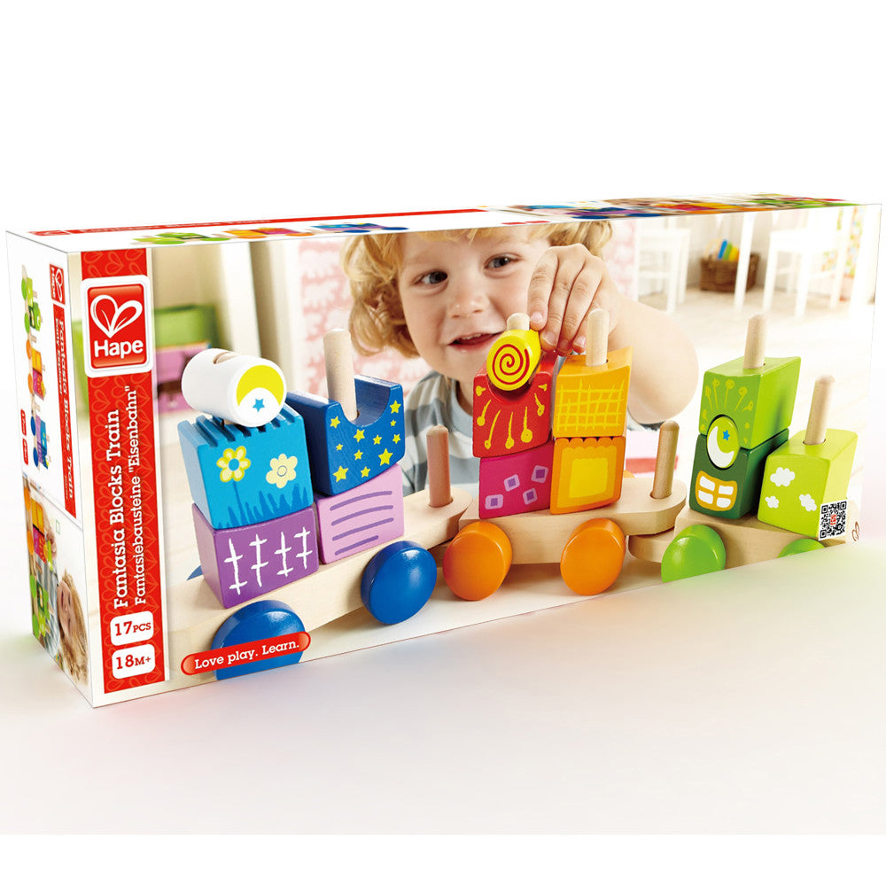 Hape: Fantasia Blocks Train - Wooden Sorting & Stacking Toy