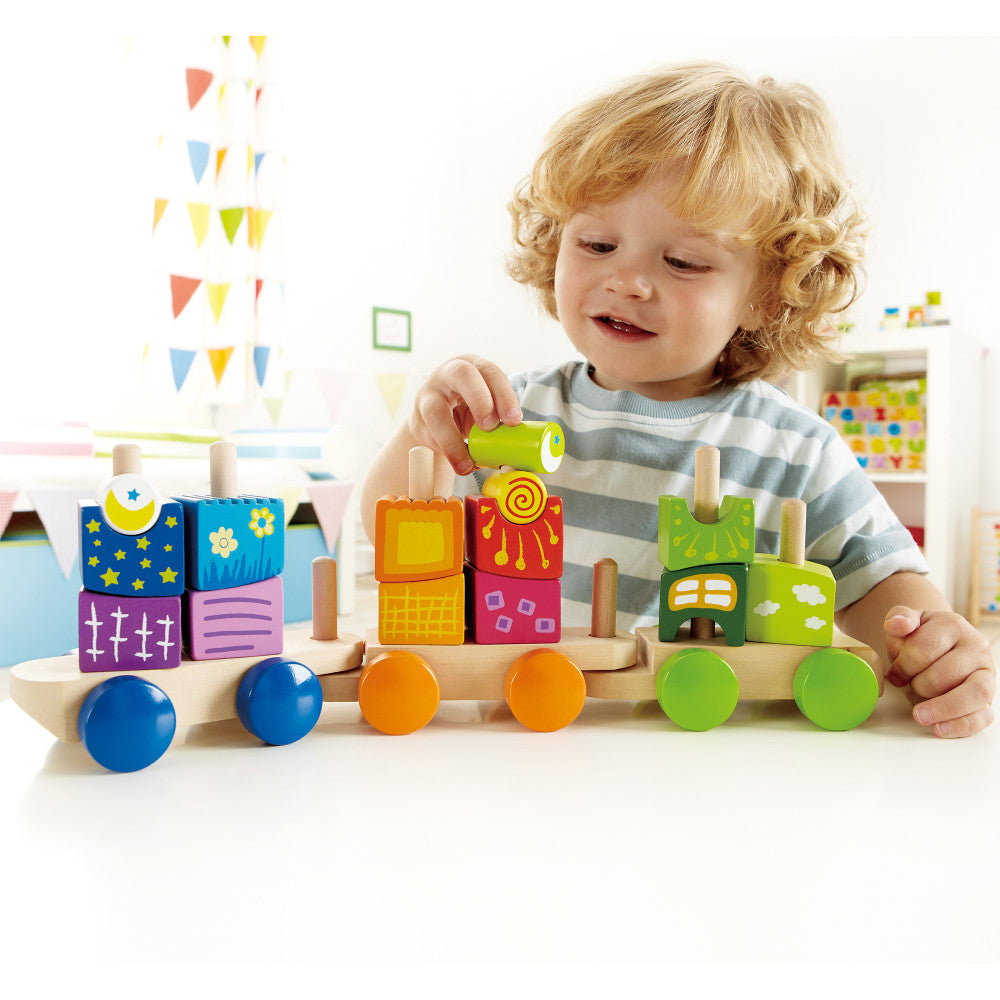 Hape: Fantasia Blocks Train - Wooden Sorting & Stacking Toy