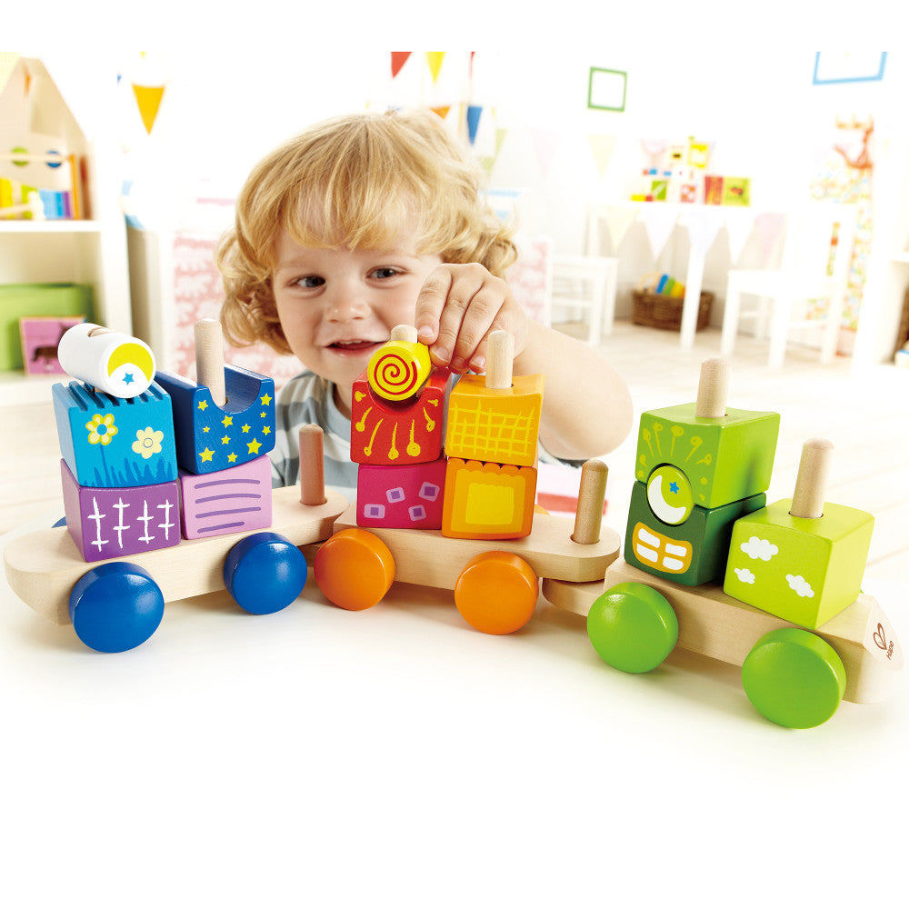 Hape: Fantasia Blocks Train - Wooden Sorting & Stacking Toy