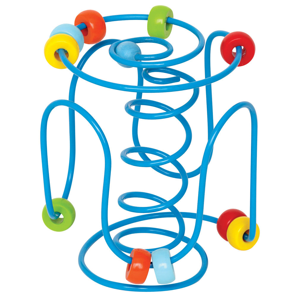 Hape: Spring-A-Ling - Wooden Beads & Blue Spiral Wire Maze