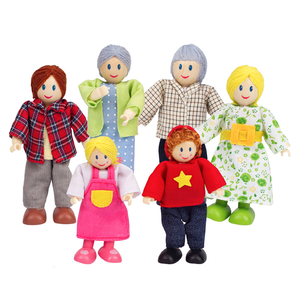 Hape Happy Family 6-Piece Dollhouse Set - Detailed Hairstyles