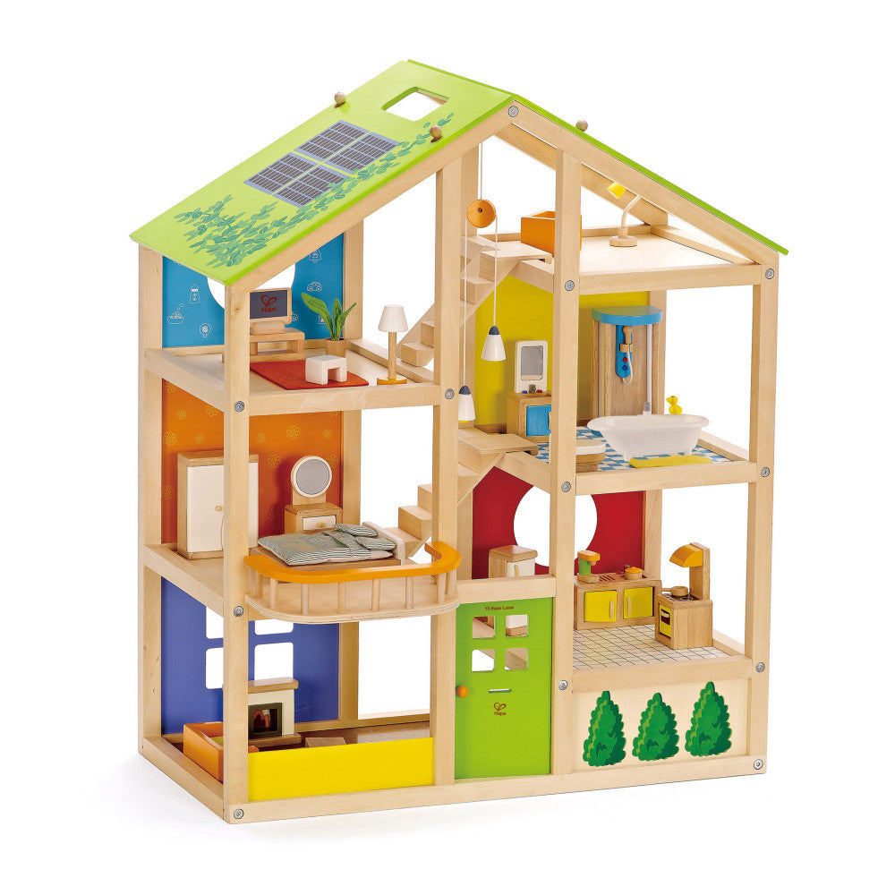 Hape All Seasons Wooden Dollhouse - Award-Winning 3-Story Playset