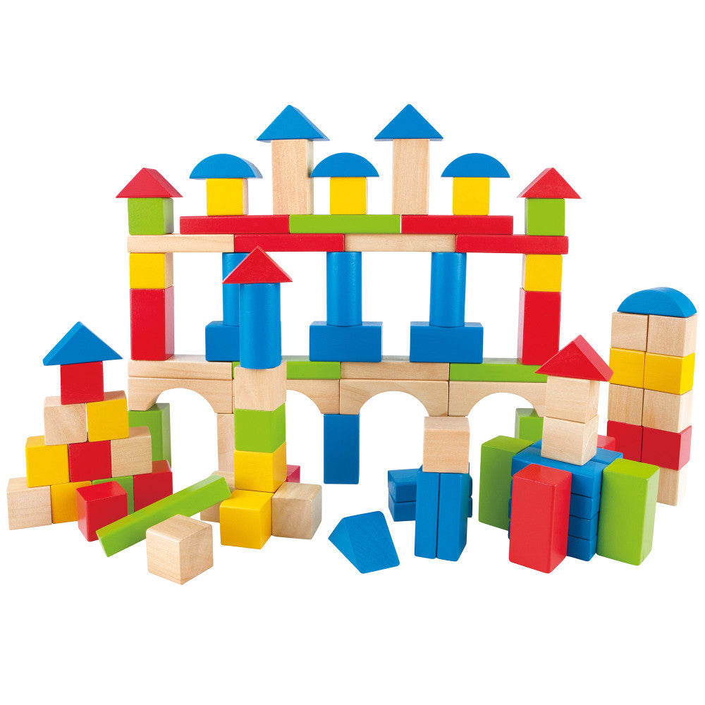 Hape: Build Up & Away Blocks - 100 pcs - Assorted Wooden Set