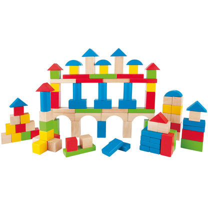 Hape: Build Up & Away Blocks - 100 pcs - Assorted Wooden Set