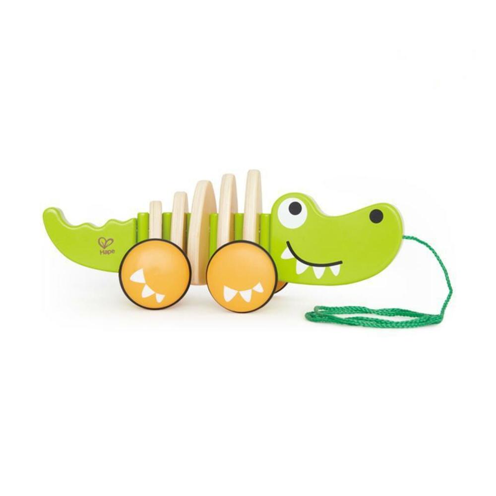 Hape Walk-A-Long Croc - Green - Wooden Toddler Pull Toy